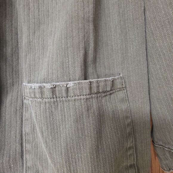 Boom Boom Jeans Jacket L Skull Green Floral Embroidered Button Military Style - Picture 4 of 14